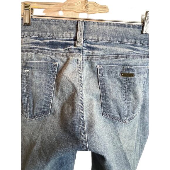 G by guess mid rise jeans size 31 stretch medium wash cuffed Y2K - Picture 9 of 14